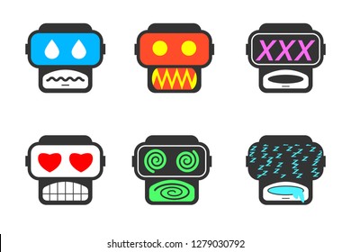 vr emoticon icon set