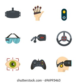 VR entertainment icons set. Flat set of 9 VR entertainment vector icons for web isolated on white background