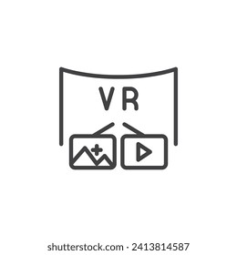VR Entertainment line icon. linear style sign for mobile concept and web design. VR simulation outline vector icon. Symbol, logo illustration. Vector graphics