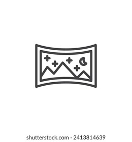 VR Environment line icon. linear style sign for mobile concept and web design. VR night landscape outline vector icon. Symbol, logo illustration. Vector graphics