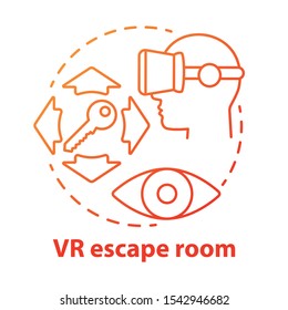 Vr Escape Room Red Concept Icon. Modern Virtual Reality Quest Idea Thin Line Illustration. Digital Mystery Game Simulation. Innovative Entertainment. Vector Isolated Outline Drawing