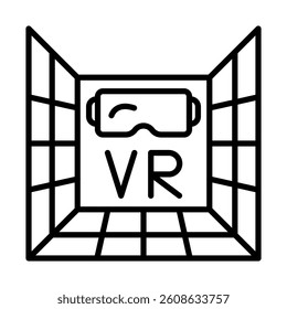 VR Escape Room Vector Line Icon Design
