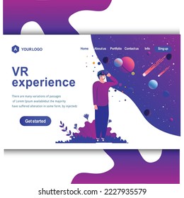 VR experience characters Illustration for website banner, presentation slide and many uses