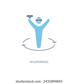 Symbol für VR-Erlebniskonzeptlinie. Einfache Elementdarstellung. vr erleben Konzept Umriss Symboldesign.