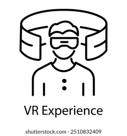 Vr experience icon in line style