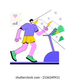 VR fitness gym abstract concept vector illustration. Virtual reality training system, new fitness technology, enjoy your workout, new way to get fit, full immersion experience abstract metaphor.