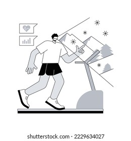 VR fitness gym abstract concept vector illustration. Virtual reality training system, new fitness technology, enjoy your workout, new way to get fit, full immersion experience abstract metaphor.