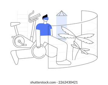 VR fitness gym abstract concept vector illustration. Virtual reality training system, new fitness technology, enjoy your workout, new way to get fit, full immersion experience abstract metaphor.