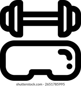VR Fitness, VR Gym, Ícone de Contorno de Realidade Virtual