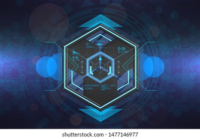 VR futuristic gadget in HUD style. Avionics instruments. Stabilizer, and sight, rhomb style. Futuristic User Interface gadget. Device tilt level. HUD dashboard interface. Vector illustration