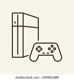 VR game console line icon. Device, controller, videogame. Entertainment concept. Can be used for topics like technology, hobby, fun