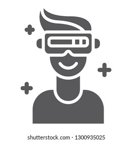 VR game glyph icon, game and virtual, vr glasses sign, vector graphics, a solid pattern on a white background, eps 10.