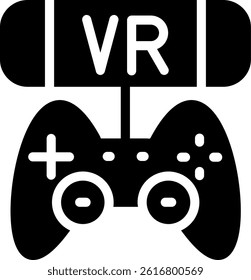 VR Game Glyph Vector Icon Design