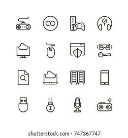 VR game icon set. Collection of high quality black outline logo for web site design and mobile apps. Vector illustration on a white background.