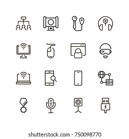 VR game icon set. Collection of high quality black outline logo for web site design and mobile apps. Vector illustration on a white background.