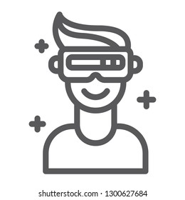 VR game line icon, game and virtual, vr glasses sign, vector graphics, a linear pattern on a white background, eps 10.