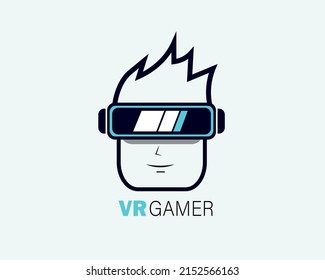 VR game logo icon vector, great for gaming, Logo of a man with a vr helmet playing video games. Black vector illustration