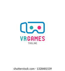 VR Games Logo Template, Monoline VR Logo Design