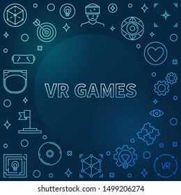 VR Games vector colorful outline frame or illustration on dark background