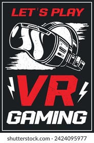 VR-Gaming-Aufkleber mit buntem Vintage-Aufkleber mit Helm oder Headset zum Eintauchen in die virtuelle Realität mit Spielen mit metaverse Vektorgrafik