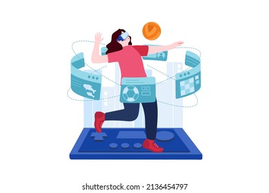VR Gaming Technology Illustration concept. Flat illustration isolated on white background.