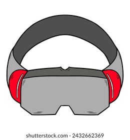 VR Gear illustration hand drawn colored vector drawing	