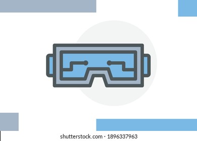 VR glasess icon filled line color concept related gadget and device elements