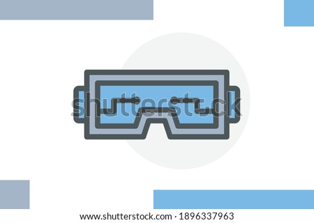 VR glasess icon filled line color concept related gadget and device elements