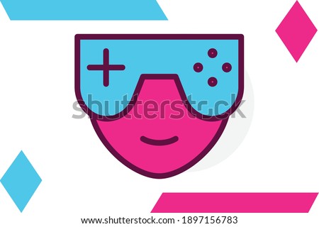  VR glasess icon filled line color .Game genres and attributes elements. 