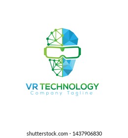 VR glass and tech people head illustration vector design