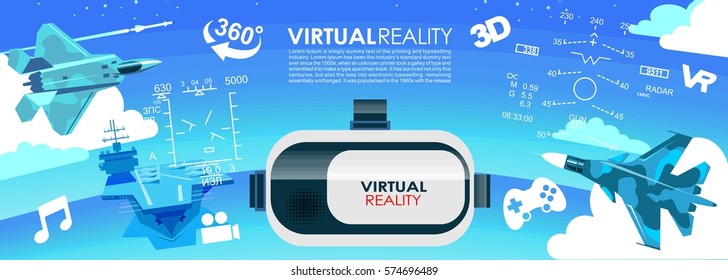 VR glasses 3d virtual reality icons