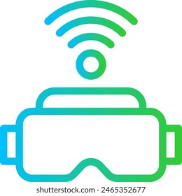 VR glasses artificial intelligence icon with blue and green gradient outline style. technology, vr, glasses, digital, innovation, virtual, future. Vector Illustration