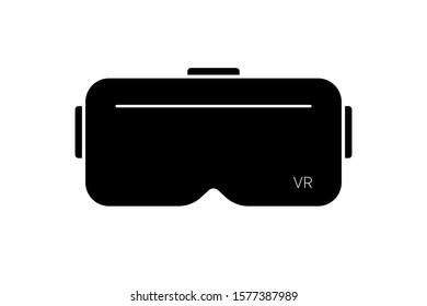 VR glasses black vector icon. VR headset icon. Virtual reality 360 icon, isolated on white background. Virtual reality glasses box for smartphone. Virtual reality symbol in modern simple web design