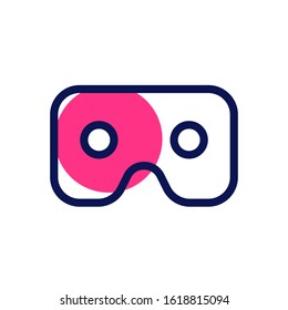 VR glasses and VR box icon, flat vector graphic on white background.