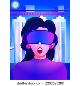 vr glasses business women illustration.
