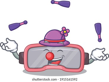 A vr glasses cartoon design style love playing juggling