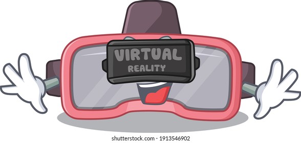 Imagen de caricatura de gafas VR juega un juego con auriculares de Realidad Virtual