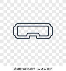 Vr glasses concept vector linear icon isolated on transparent background, Vr glasses concept transparency concept in outline style