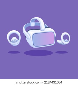 VR glasses with controller set futuristic entertainment device object illustration vector
