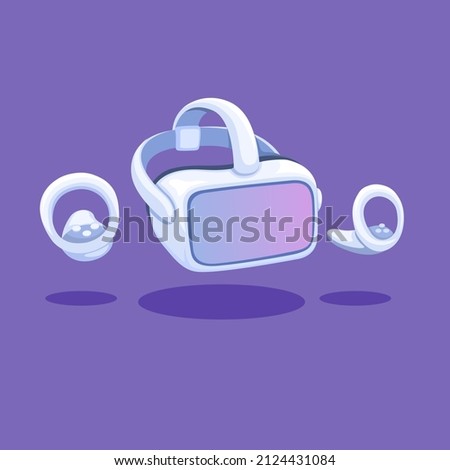 VR glasses with controller set futuristic entertainment device object illustration vector