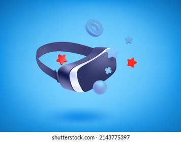 VR glasses in digital metaverse concept. 3d vector illustration