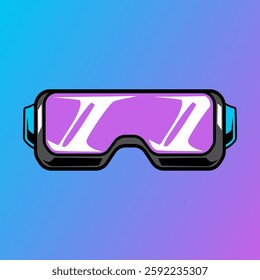 VR Glasses gaming element isolated bright flat icon in lilac and blue colors white background cartoon illustration