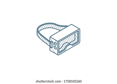 VR glasses, goggles, virtual reality 360 isometric icon. 3d vector illustration. Isolated line art technical drawing. Editable stroke