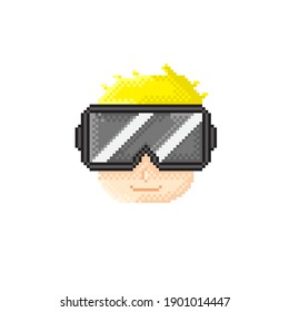 VR glasses, goggles, virtual reality 360 icons. VR pixel art.  Wearer VR. Vector illustration.