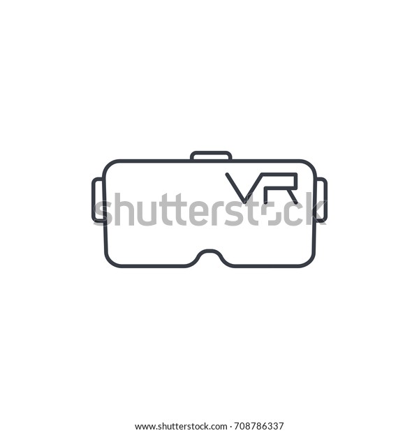 Vr眼鏡 ゴーグル バーチャルリアリティ360の細い線のアイコン 線形ベクターイラスト 白い背景に絵文字 のベクター画像素材 ロイヤリティフリー
