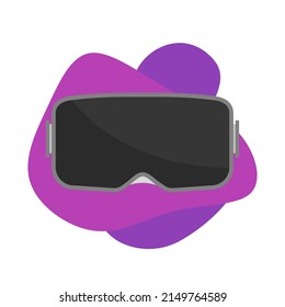VR glasses headset. Virtual reality helmet. Purple bubble background. Vector stock illustration. Isolated eps10.