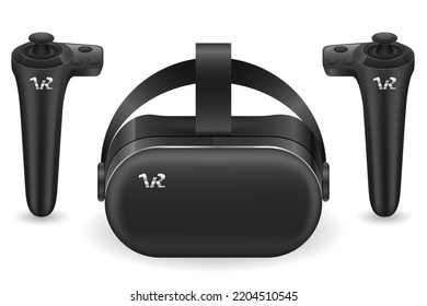 Vr-Brillen-Helmmaske, virtuelle Realität, Vektorgrafik einzeln auf schwarzem Hintergrund