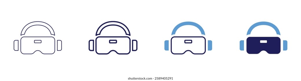 Vr glasses icon in 4 different styles. Thin Line, Line, Bold Line, Duotone. Duotone style. Editable stroke.