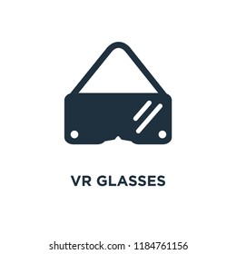 Vr glasses icon. Black filled vector illustration. Vr glasses symbol on white background. Can be used in web and mobile.