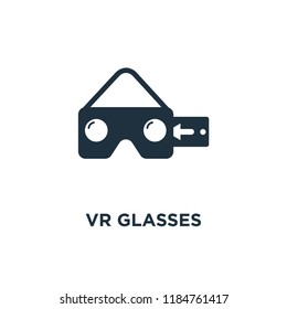 Vr glasses icon. Black filled vector illustration. Vr glasses symbol on white background. Can be used in web and mobile.